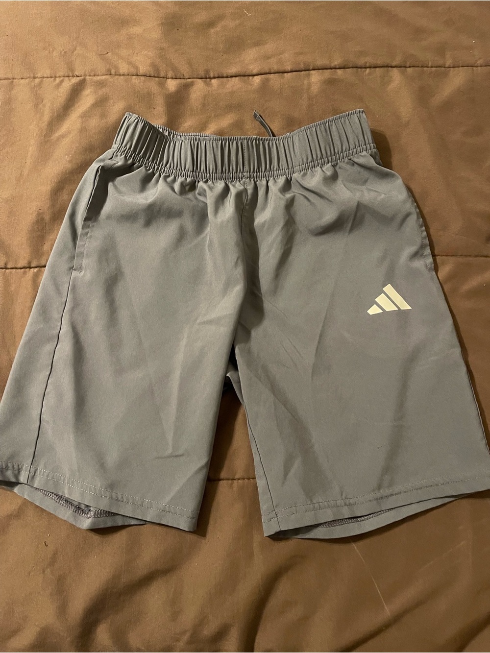 Boys Adidas Elastic Waist Athletic Shorts - Gray